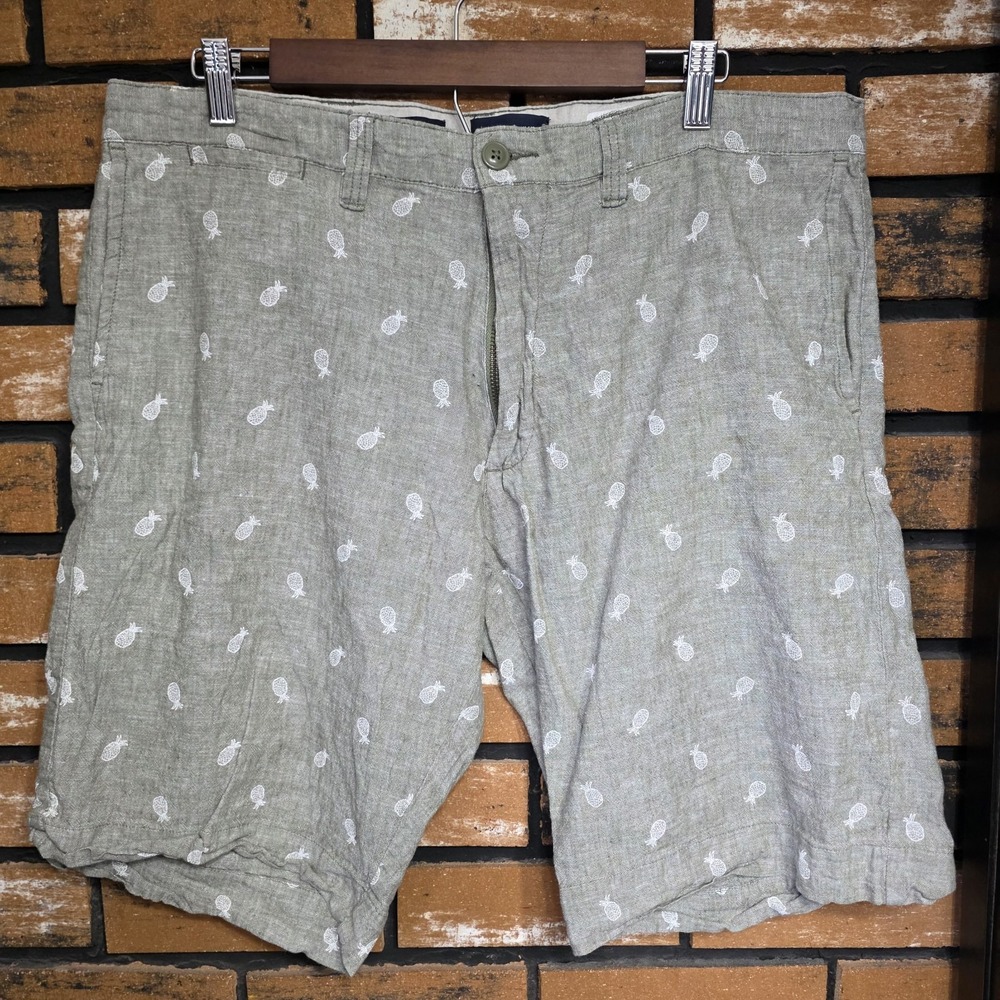 Bruno Mens Green Size 38 Classic Pineapples 4 Pockets Washable Linen Preppy